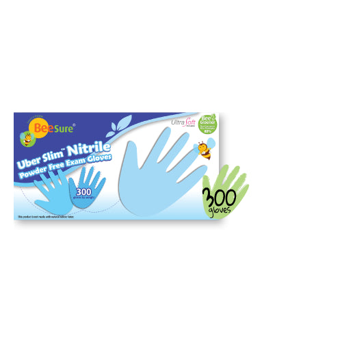 Cranberry 1138 BeeSure UberSLIM Nitrile Exam Gloves Large 300/Bx Blue Cranberry 1138 BeeSure UberSLIM Nitrile Exam Gloves Large 300/Bx Blue